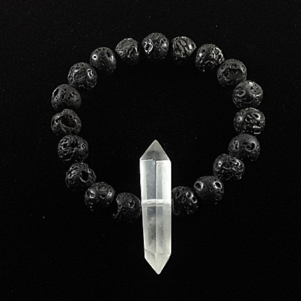 MENS Lava Rock Crystal Quartz